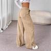 Spring and Autumn Women's Clothing, Retro Style, Straight Leg Wide Leg Pants, High Waisted Pants, Corduroy Pants, Versatile Casual Pants