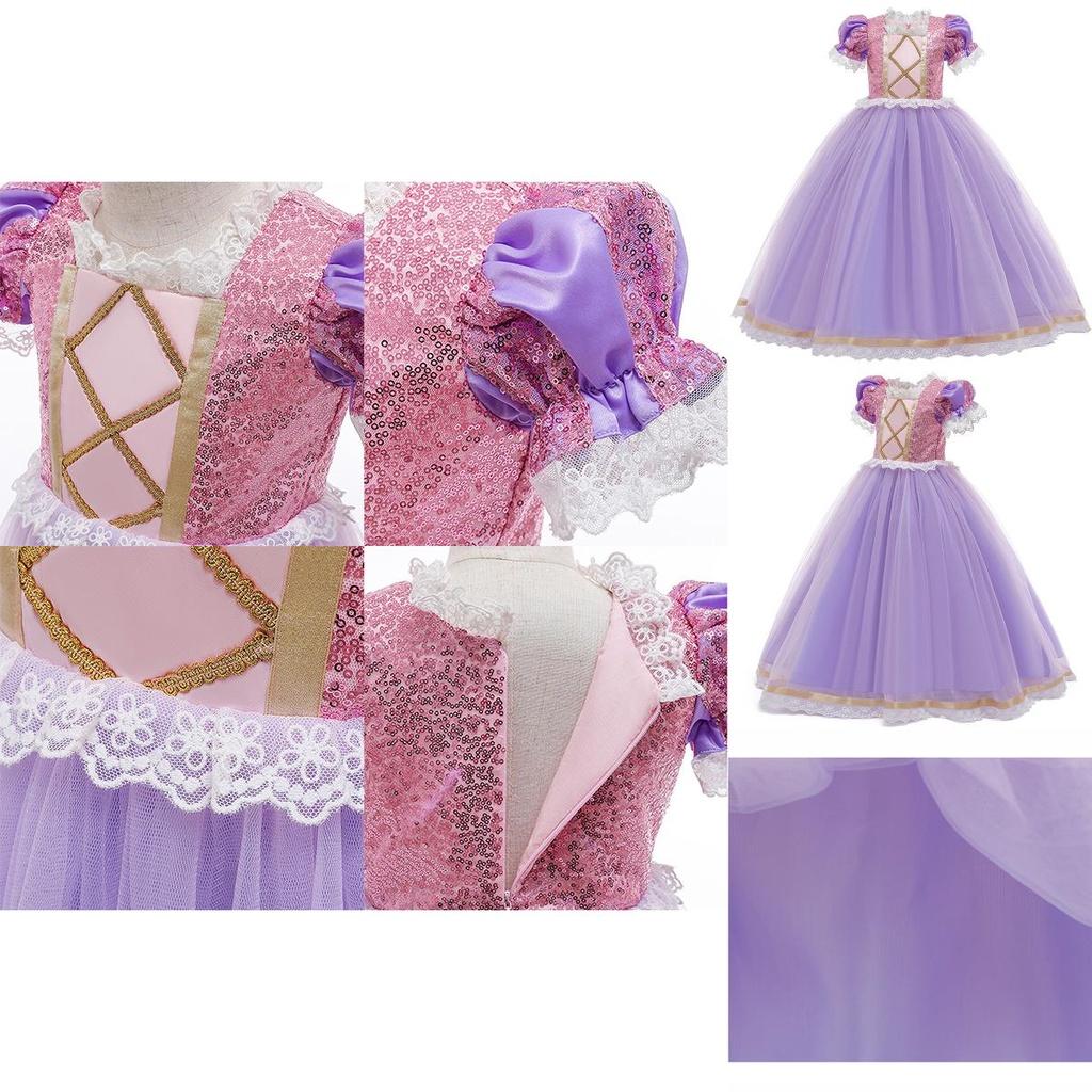 Förtrollande Trassel Rapunzel Prinsessa Maskerad Cosplay Kostym För Flickor