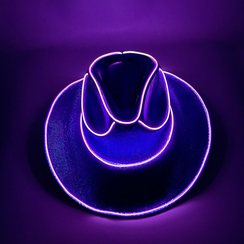New Arrival Pearlescent Cowboy Hat Dance Costume Decorate Glowing Cowgirl Cap Glowing For Neon NightClub