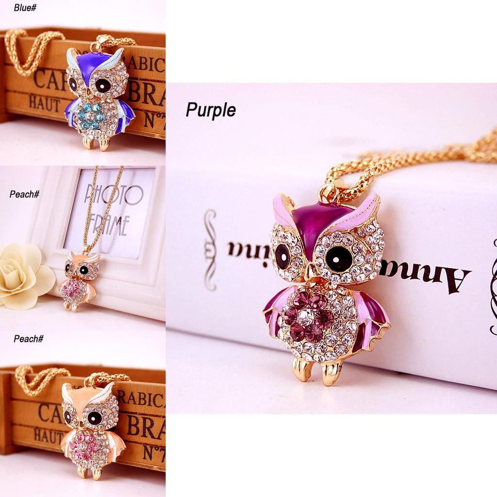 Stunning Rhinestone Owl Long Necklace With Vintage Punk Style For Womens Jewelry