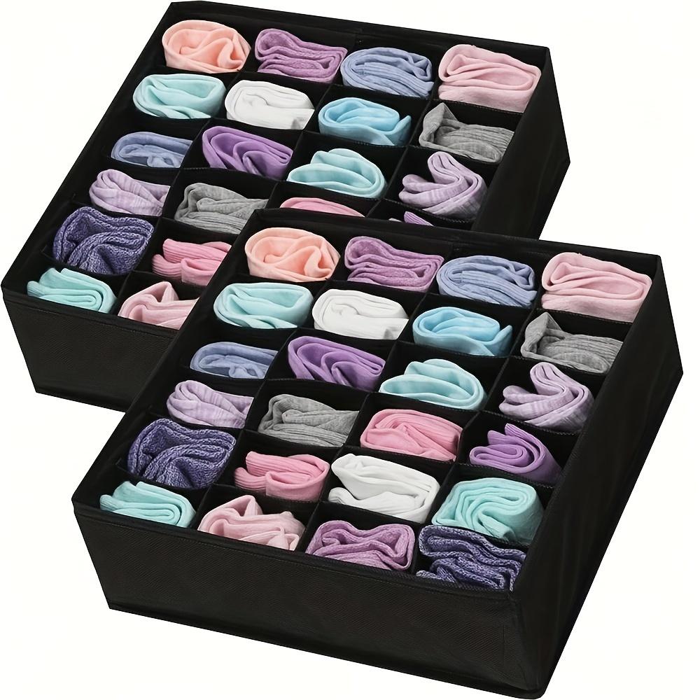 24-Fächer Faltbarer Organizer für Socken, Unterwäsche, Krawatten, Accessoires - Faltbarer, Schimmelresistenter Stoff Aufbewahrungsbox Einteiler