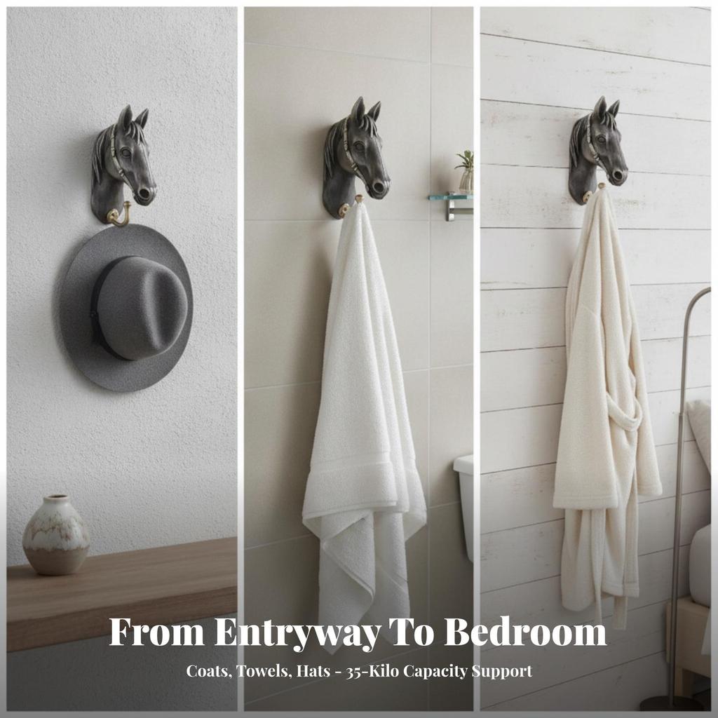 Horse Head Wall Hook Vintage Handmade Look for Closet