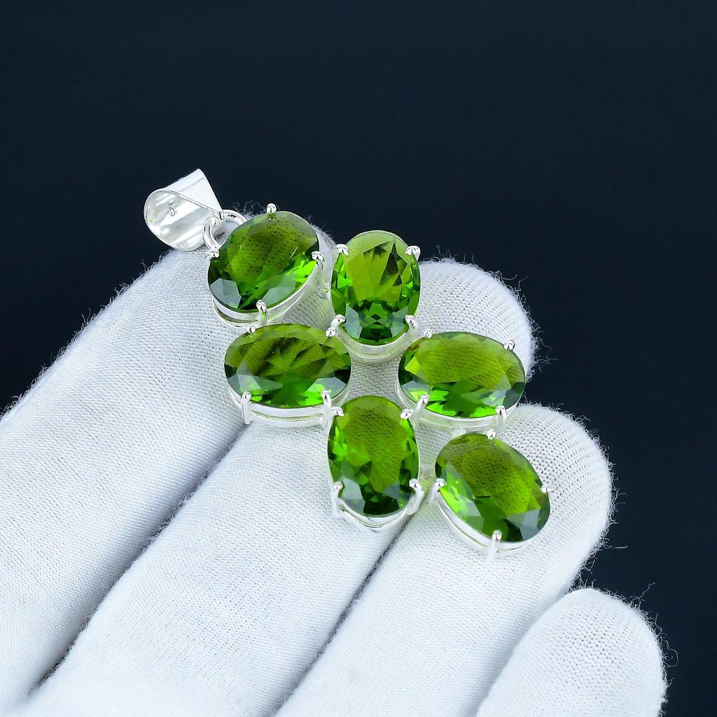 Přívěsek s drahokamem peridot 925 Sterlingové stříbro - Ručně vyráběný design, Šperk pro každodenní nošení, Unikátní přívěsek s peridotem Dárek pro lásku