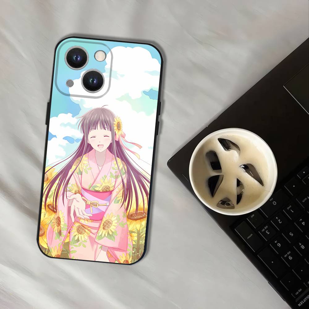 Anime Fruit Basket Phone Case For iPhone 17,16,15,14,13,12,11,Pro,XS,Max,XR,Plus,E,SE4,Mini Black Soft Cover