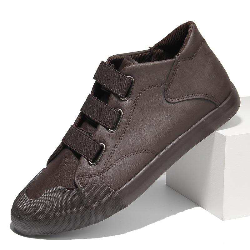 2026 New Men's Leather Casual Shoes Breathable Trend Pu Leather Men Wear-Resistant Designer Sneakers British Wild Simple Flats
