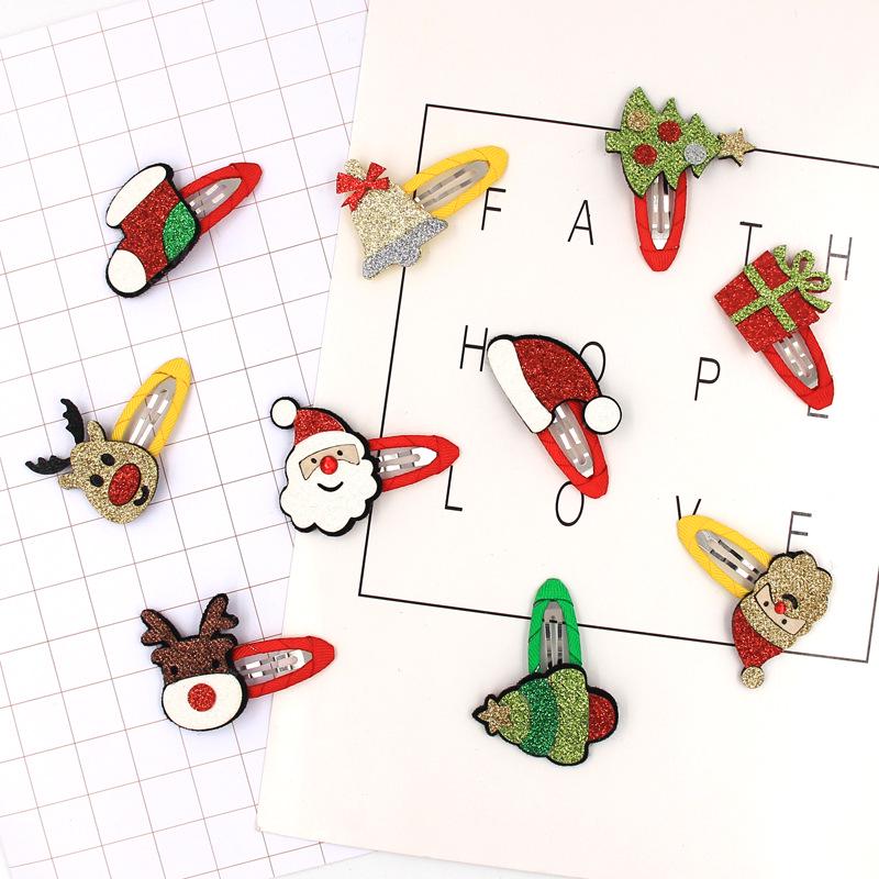 Kid Girl Elk Santa Claus Christmas Tree Hairpins Baby Girl Hair Clips Christmas Hair Fashion Accessories Christmas Hair Clips