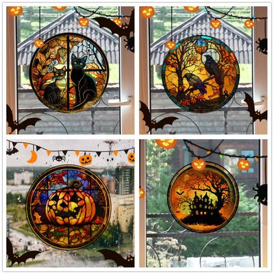 Halloween statische PVC-Fensterglas-Aufkleber, kleberfrei, dekorative Folie für Zuhause und Innenfenster