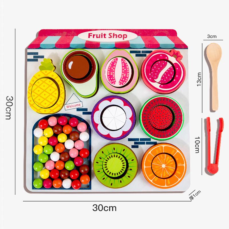 Children Fruit Sensory Sorter Montessori Toys Clip Beads Learning Color Shape Fine Motor Skills Educational Games Wooden Toys