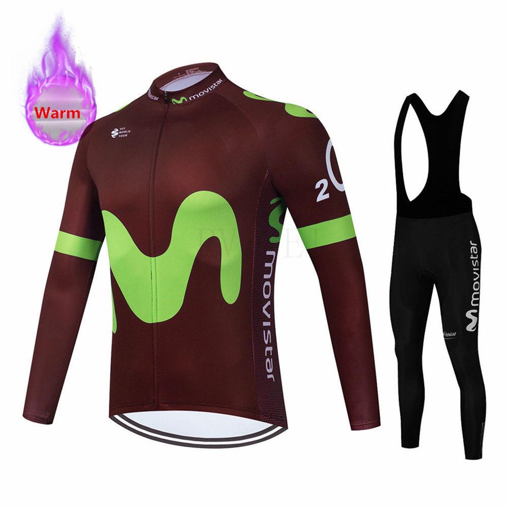 2026 Červený Movistar Zimní Fleecový Cyklistický Dres Sada Oblečení na Horský Kolo Oblečení na Kolo Ropa Maillot Ciclismo Hombre Závodní Oblečení