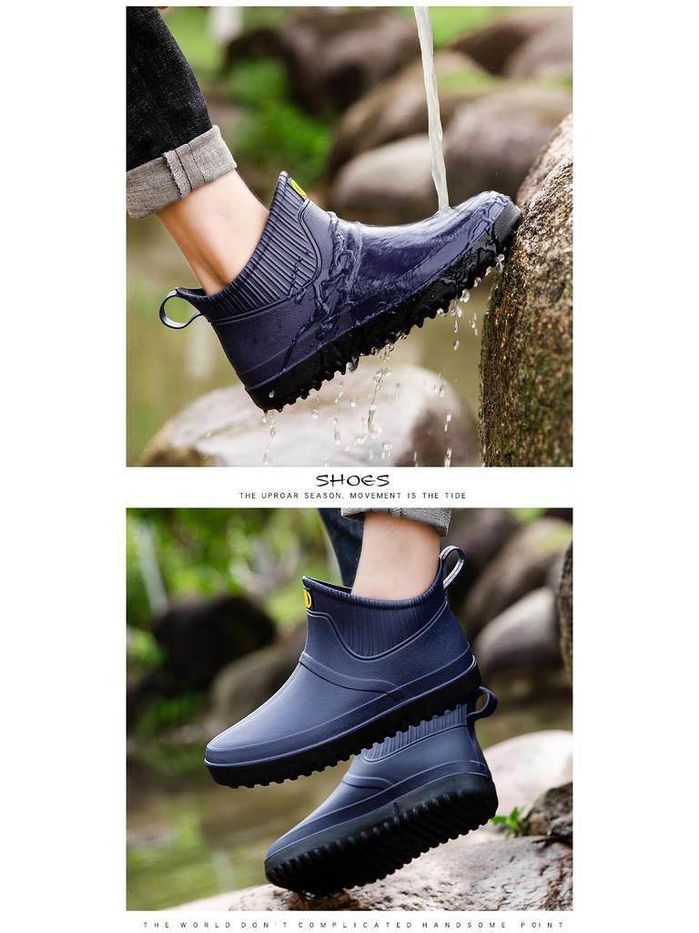Men's Low-Top Non-Slip Waterproof Rain Boots for Fishing, Men/Women/Teenagers Rubber Shoes