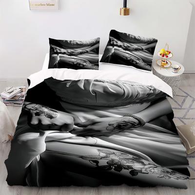 Personajes - Juego de edredón con estampado digital - Poliéster - Decoración de dormitorio - 1 funda de cama + 2 fundas de almohada (Sin núcleo de almohada)
