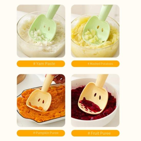 Cartoon Rice Spoon Non-Stick Plastic Rice Spatula Scoop Cooker Food Masher Strainer Spoon Multi-Functional Kitchen Tool for Mashing Fruits Vegetables