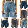 Women's Color Jeans Stretch Slim Fit Distressed Denim Shorts