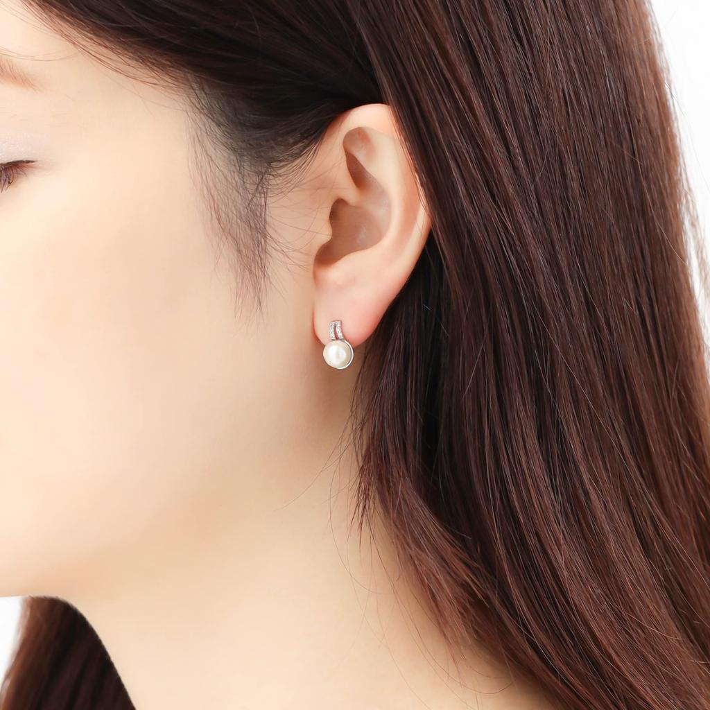 [Official] ESTELLE Women's Earrings in 10K White Gold with June Birthstone Akoya Pearls (Product Code: 0242-0595-0019-0000)