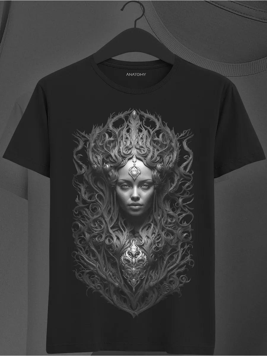 Черная футболка с принтом аниме L