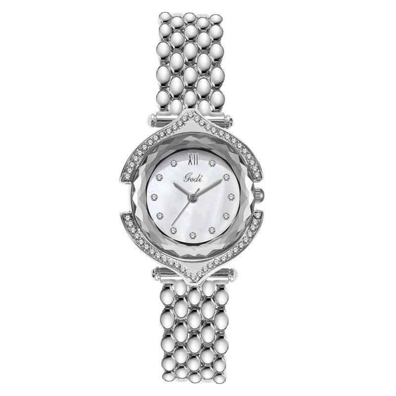 Steel Belt Watch Women'S Diamond-Encrusted Alloy Quartz Watch Niche Light Luxury Waterproof Watch
