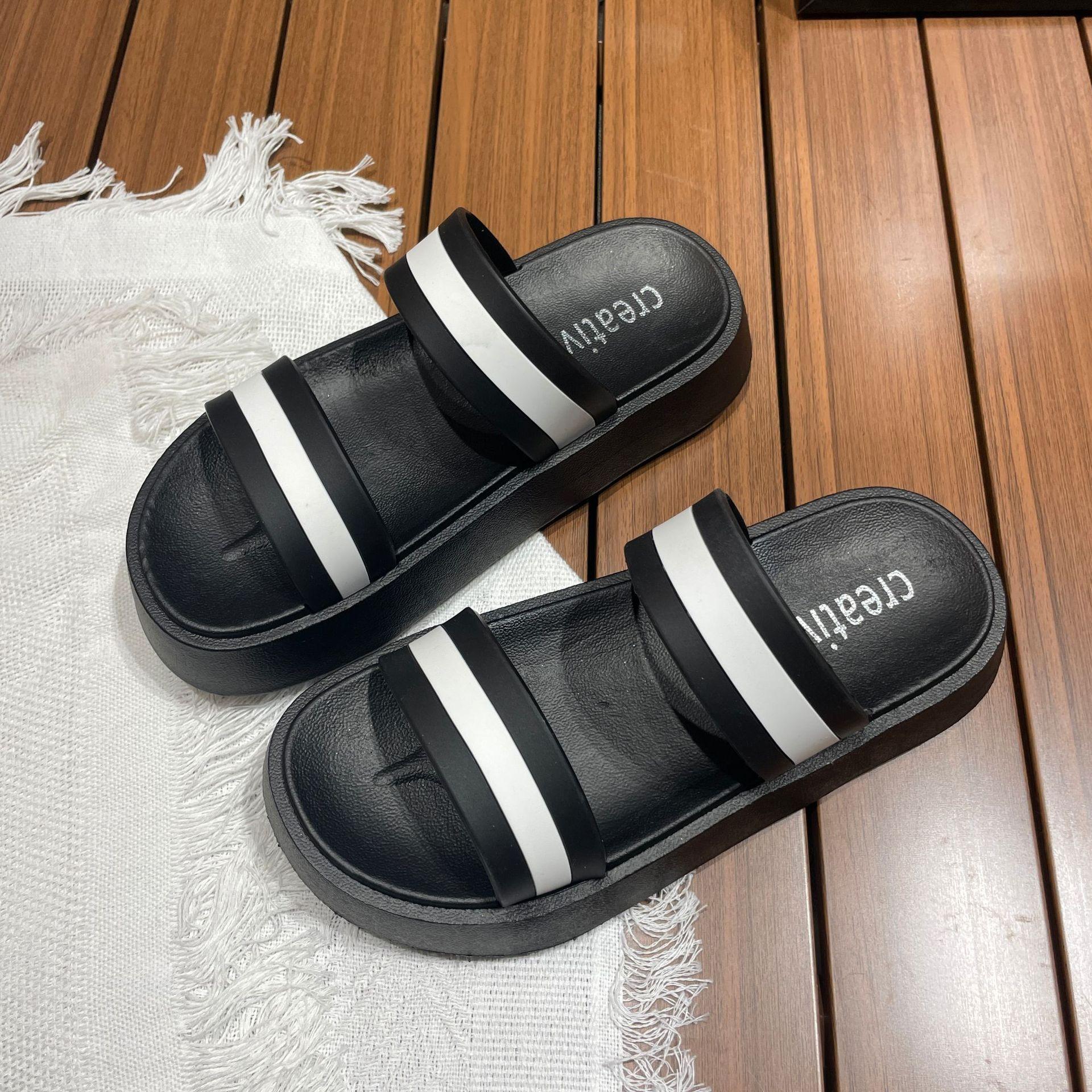 

Тапочки на толстой подошве женские летние домашние домашние сандалии для пар с мягкой подошвой для ванной комнаты, одно слово, одежда на улице 40