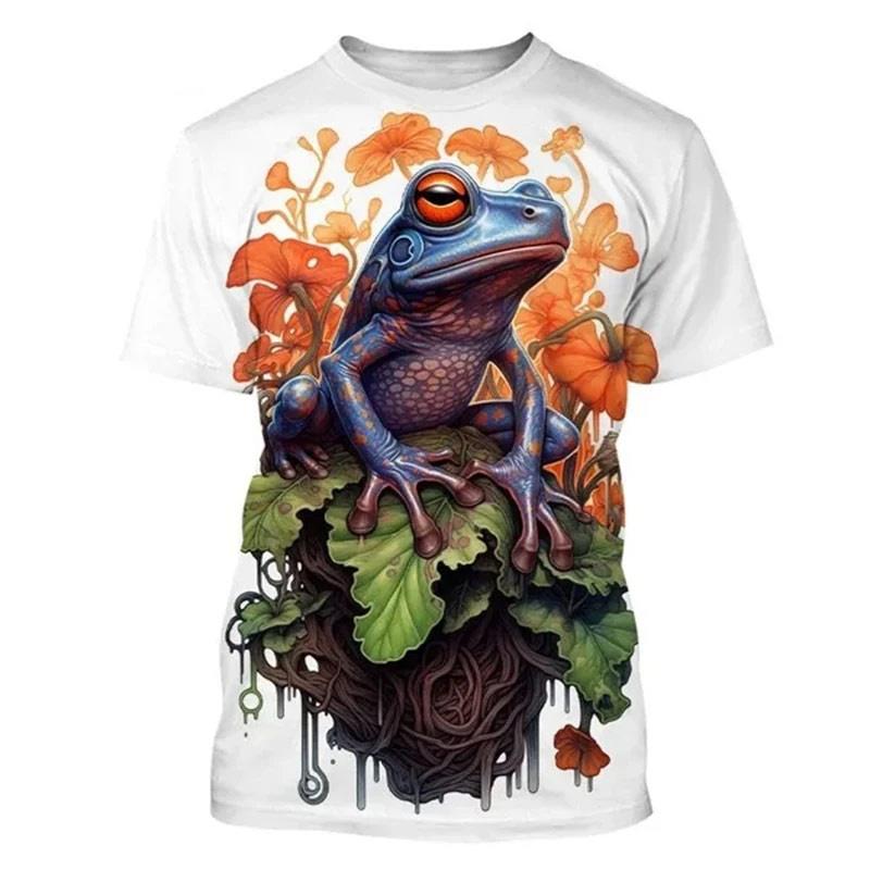 Cartoon Tree Frog Graphic T-Shirt For Men Funny Animal 3D Printed T Shirts Summer Fashion Casual Round Neck Tees Short Sleeves