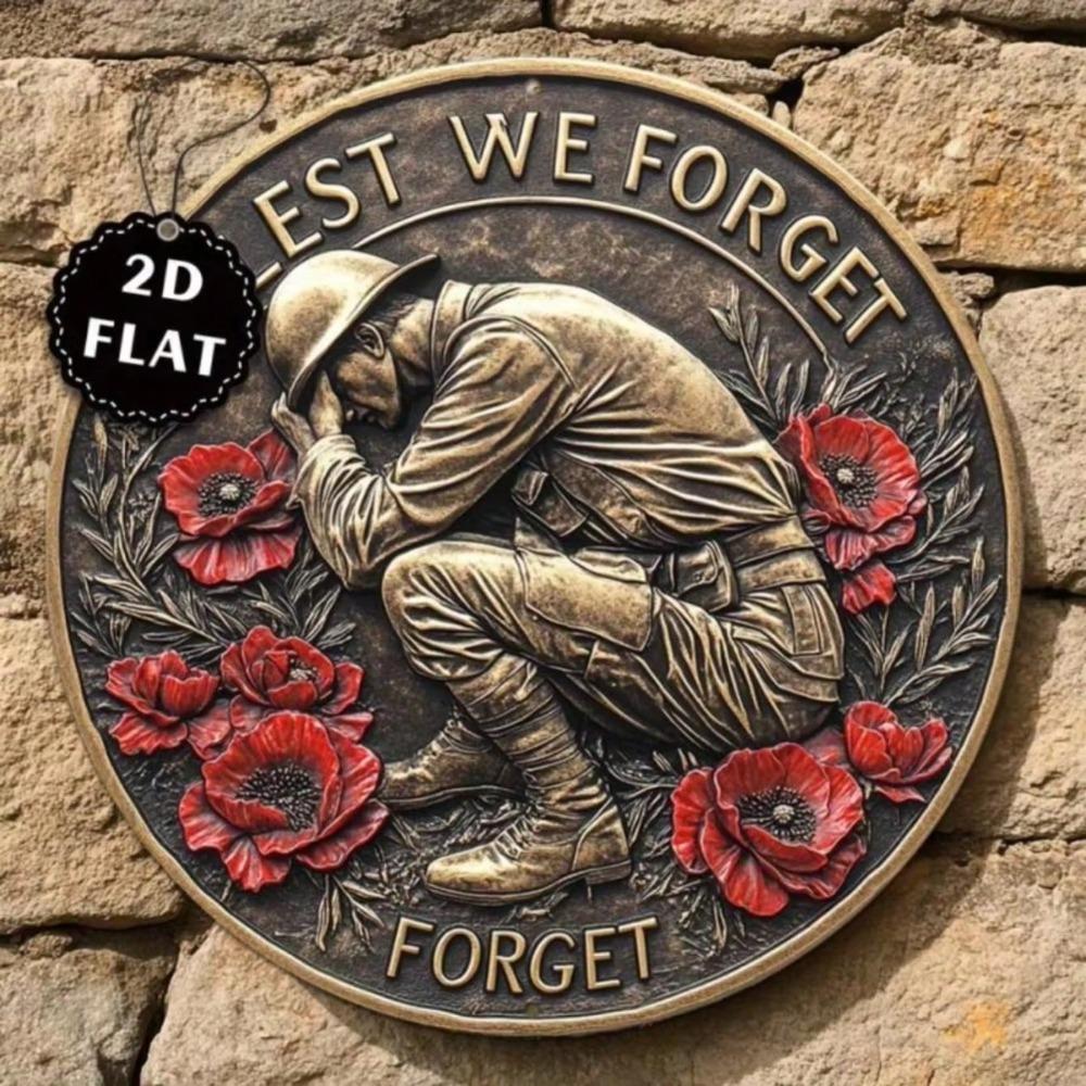 Australian Soldier Remembrance Metal Wall Art Poppy Memorial Plaque Durable Decor