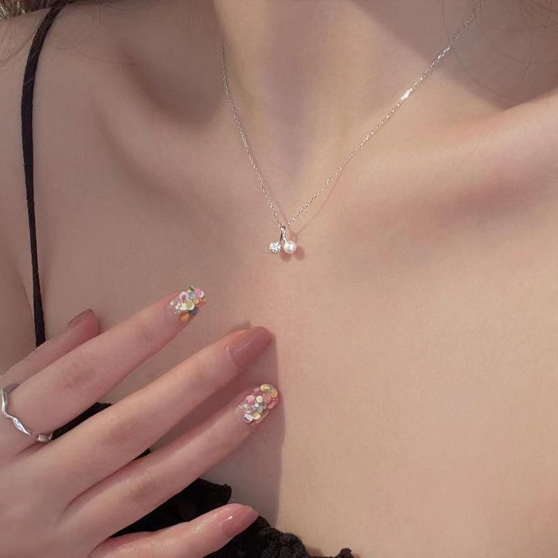 Fashion Cute Pearl Pendant Necklace for Women Elegant Zircon Pearl Choker Chain Daily Party Jewelry Accessory Birthday Gift