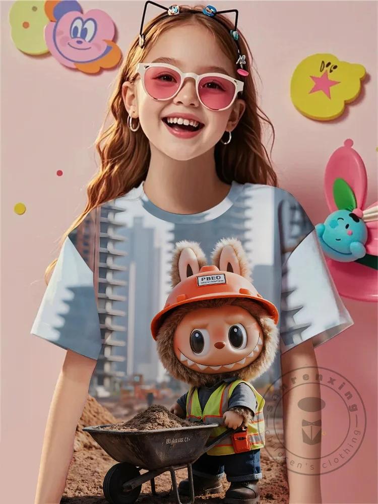 Labubu Print Babykleidung 3 bis 14 Jahre Männlich Outdoor-Kleidung Für Cartoon Neuheit Cool Für Labbu Kinder Junge Mädchen Kind T-Shirt Top