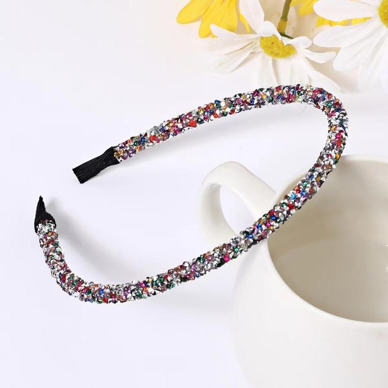 

Модная корейская мягкая повязка на голову с кристаллами для женщин, ободок для волос со стразами и бусинами, аксессуары для волос для девочек, простой головной убор one size разноцветный