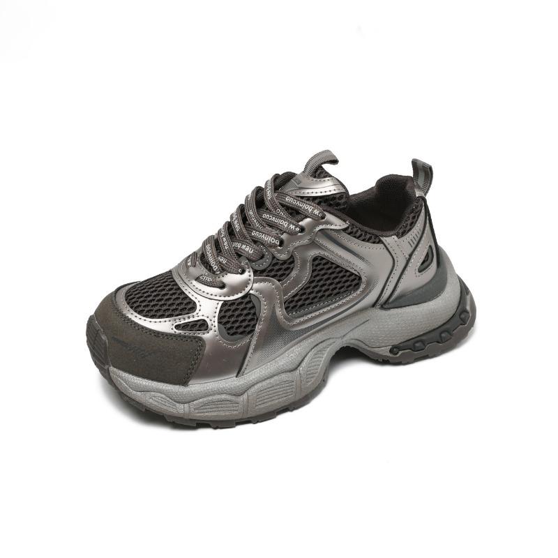 Retro contrasting color splicing platform shoes women's new fashionable versatile comfortable breathable casual sports shoes