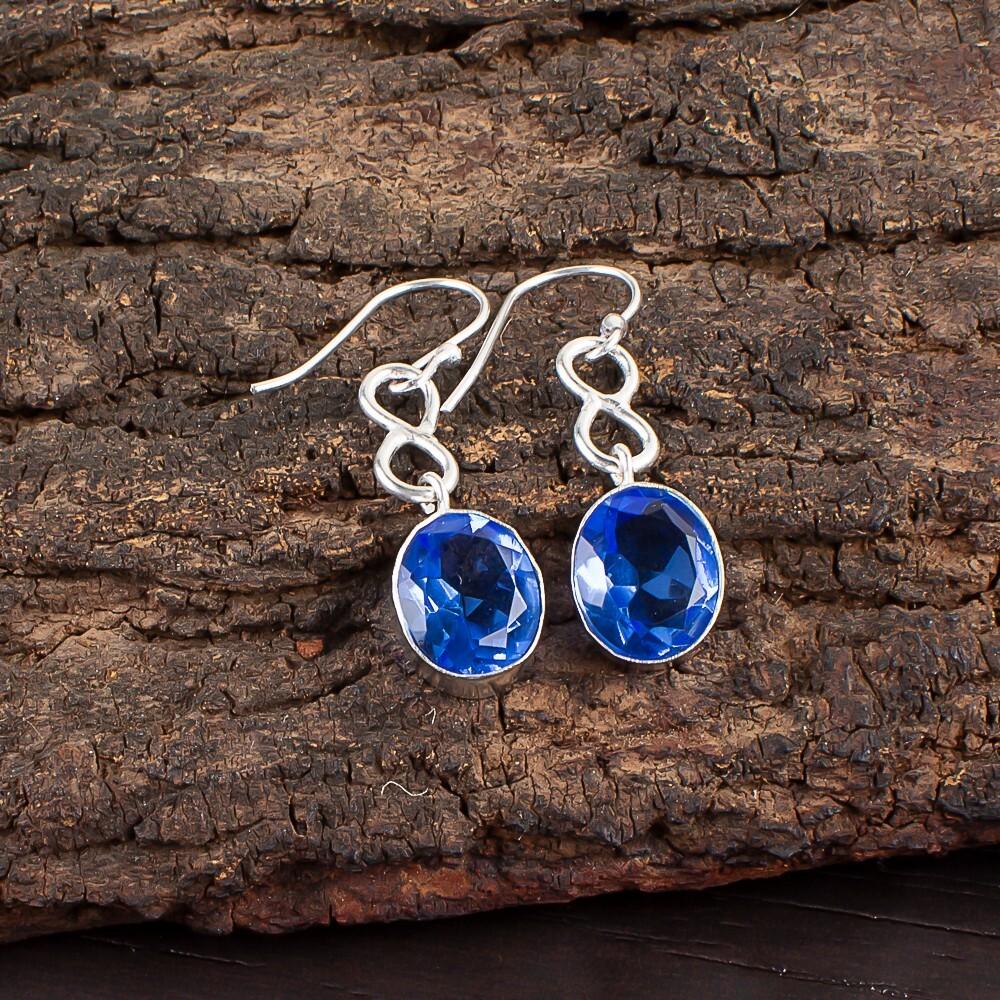 

Танзанит Драгоценный Камень 925 Стерлинговое Серебро Ювелирные Изделия Ручной Работы Серьги 1.60 Для Женщин EE-12-2