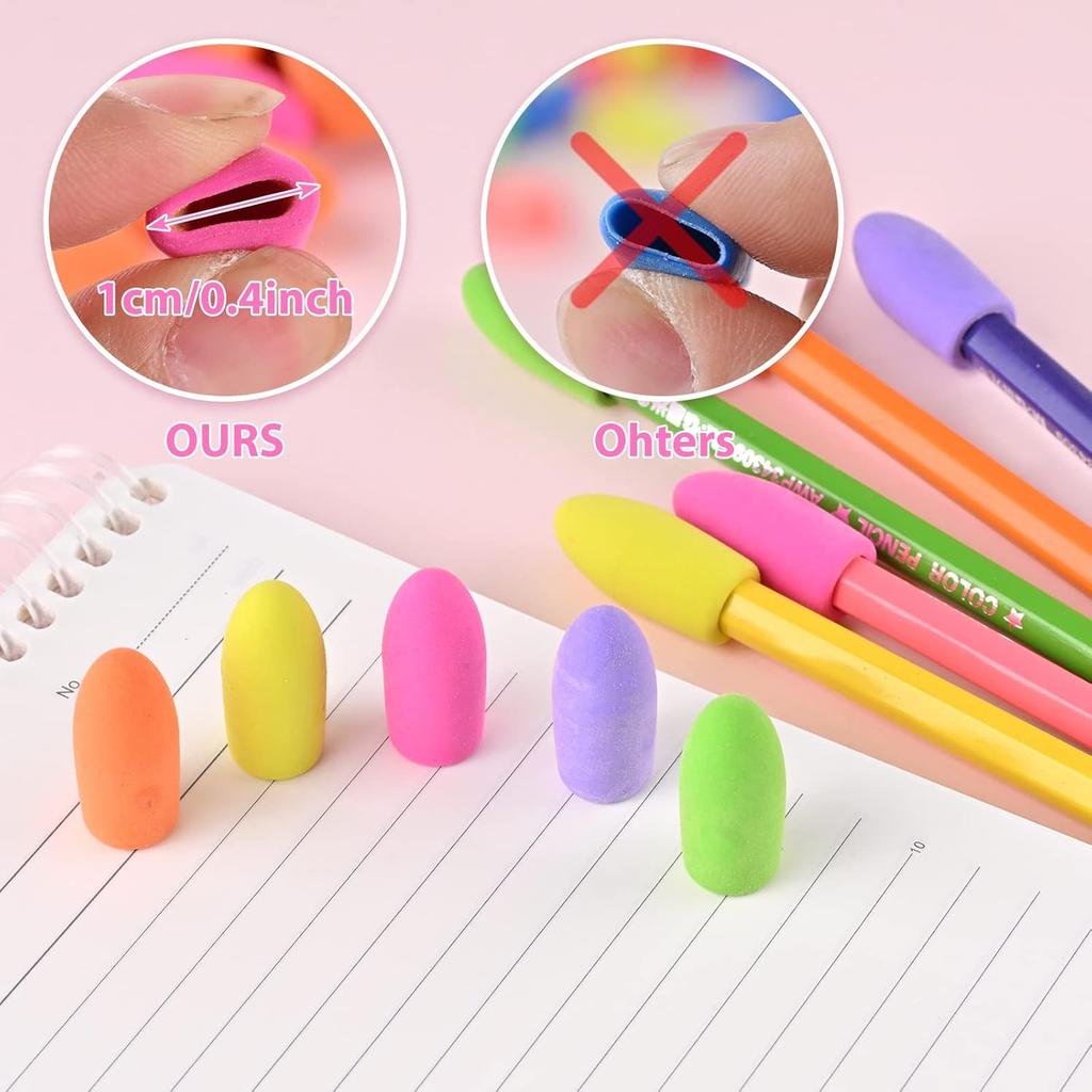 Color Cylindrical Eraser 200 Pack Fit Pencil Student Office Household General