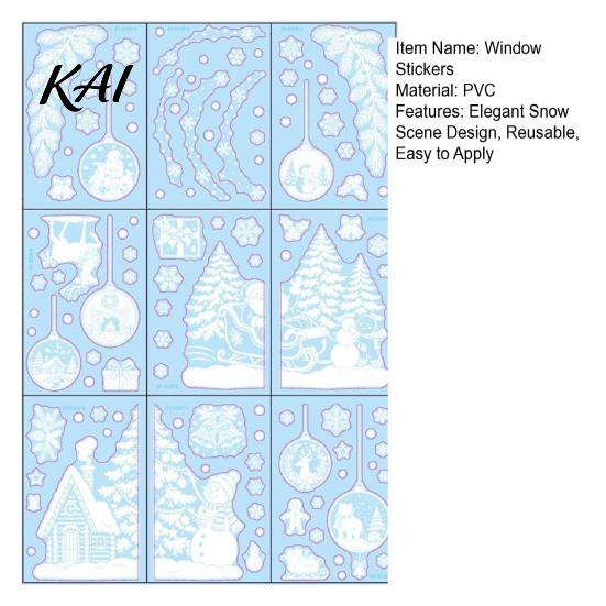 Santa Claus Wall Stickers 9 Sheets Christmas Static Window Stickers, Reusable Snowflake Reindeer Glass Film Decals for Holiday Decoration, Snow Scene