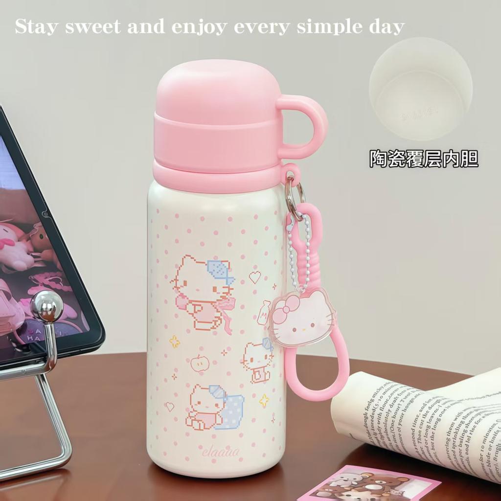 Cute Student High Value Niche Stainless Steel with Straw Thermos Cup Ins Wind Large Capacity Cartoon Girl Water Cup