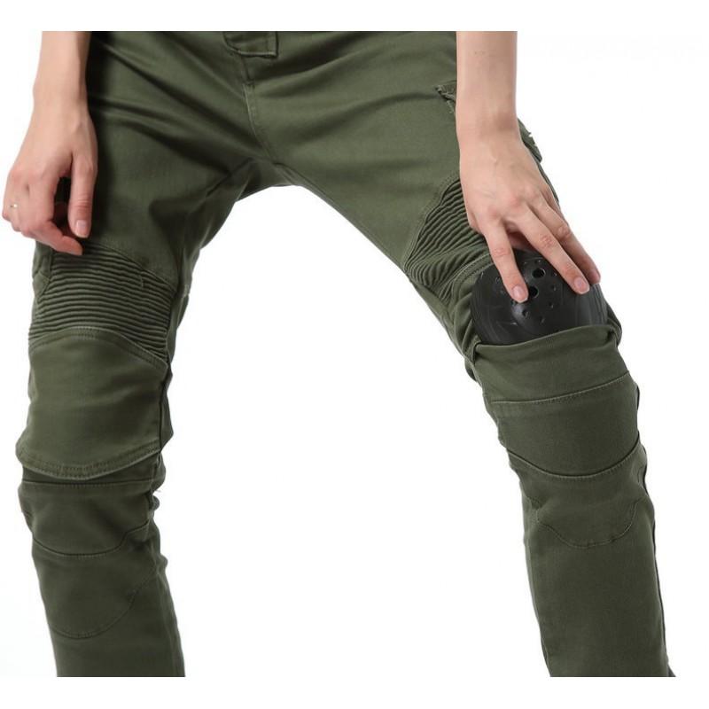 All-Season Motorcycle Riding Pants With Crash Protection Multi-Pocket Tactical Workwear In Army Green Black Blue