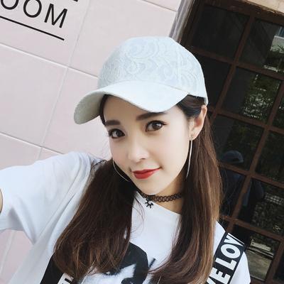Lace Baseball Cap Female Hard Top Curved Eaves Spring and Summer New Cap Fashion Black Hat Sun Protection