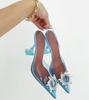 Fashion Fashion Women Pumps Sandals Summer Sexy Slingback High Heels Rhinestones Elegant Pointed Toe Transparent PVC Party Wedding Shoes