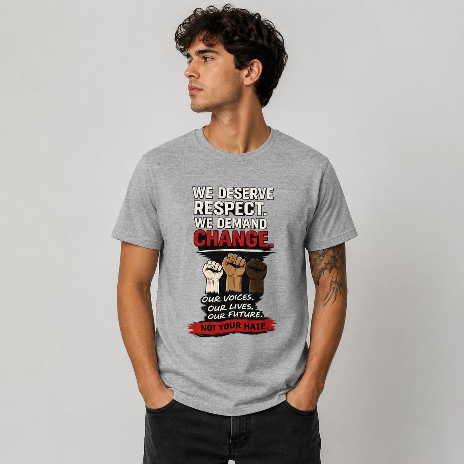 We Deserve Respect We Demand Change T-Shirt | Black Lives Matter Protest Tee XL