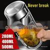 Drop-resistant, Double-layered Tempered Glass Tea Cup; Unbreakable, Heat-insulating Egg-shaped Design for Men.