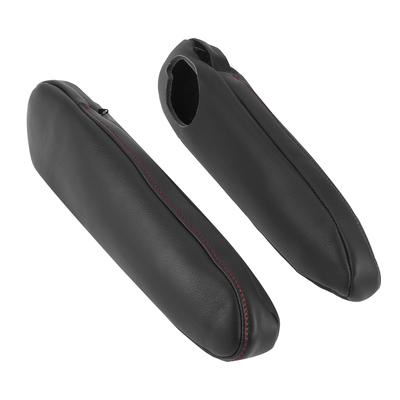X AUTOHAUX Car Front Seat Armrest Microfiber Leather Black with Red Compatible with Toyota Sienna Cover, Replacement, Line, 2011-2018