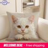 1Pc Cute Cat Themed 2D Flat Printed Pillowcases Sofa Cushion Cover Home Bedroom Room Decoration