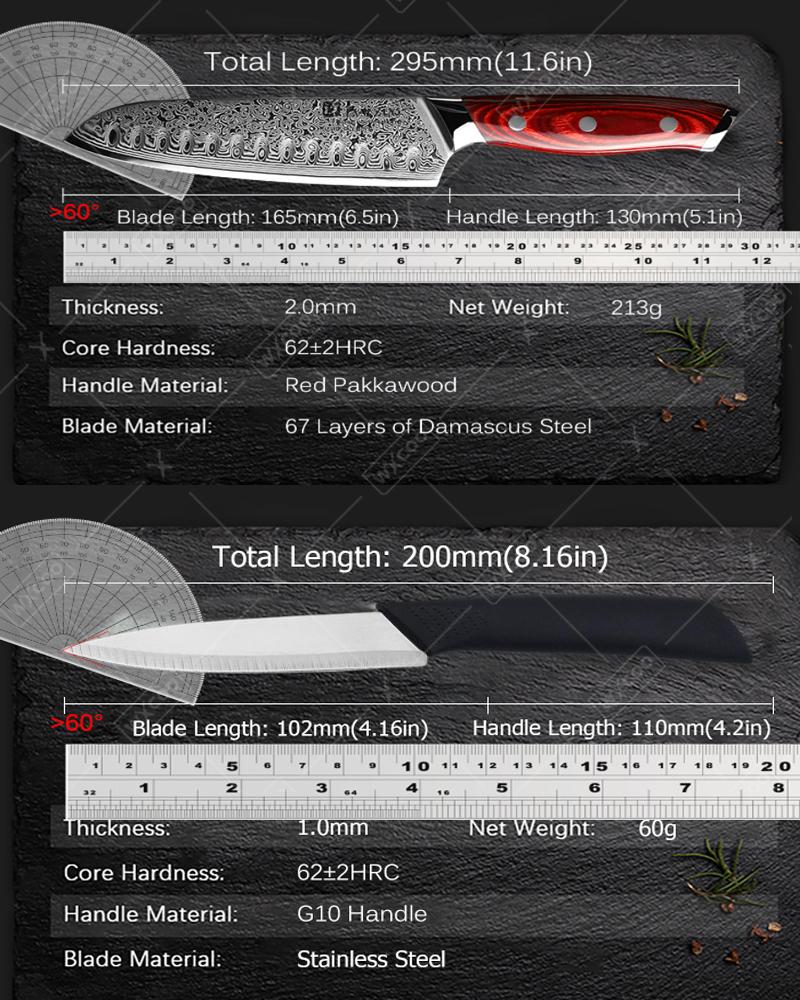 WXCOO 7inch Santoku Knives Kitchen Japanese Damascus Steel VG10 Meat Cutting Fruit Knife Kitchen Cooking Knife Wooden Handle