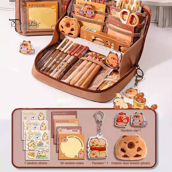 Pouzdro na tužky s více přihrádkami Velký otevírací systém na zip Úložný systém Taška na psací potřeby Školní potřeby