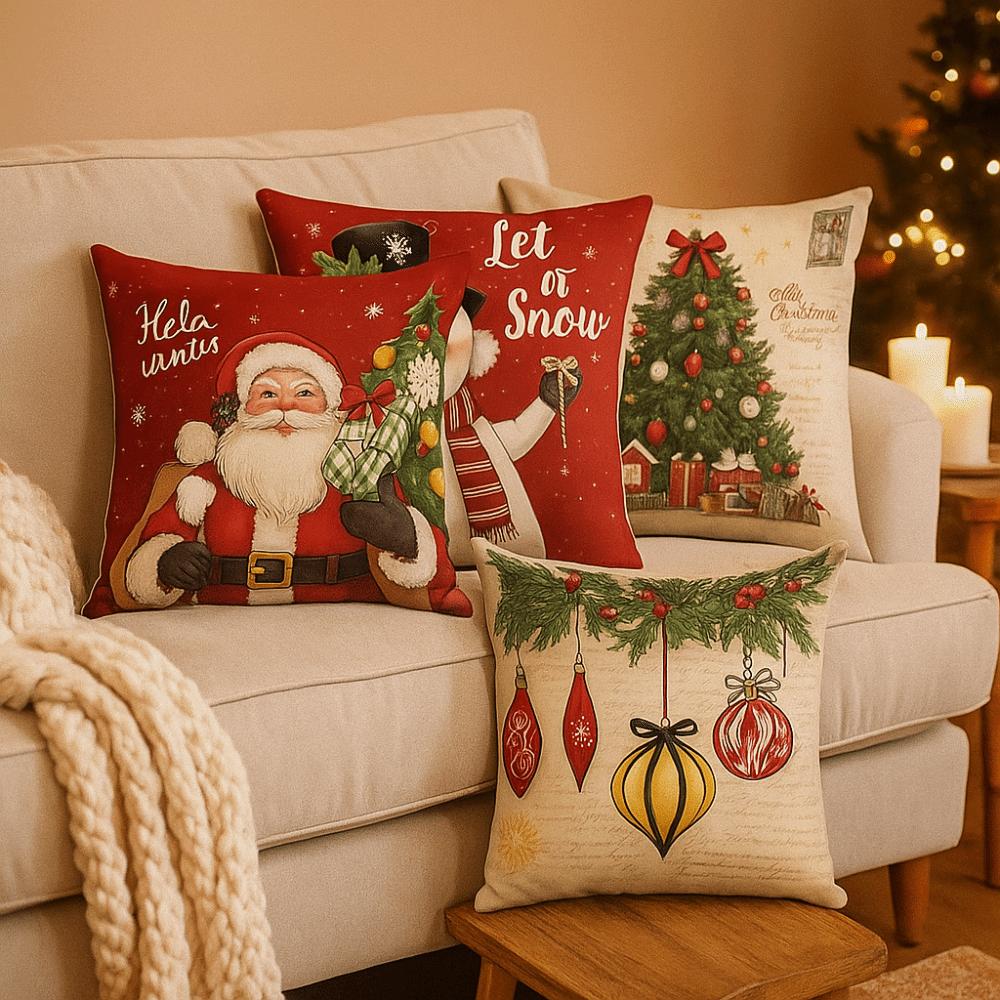 Plush Decorative Pillowcase 45*45cm Throw Pillow Cover Elegant Christmas Cushion Cover  Home Decor
