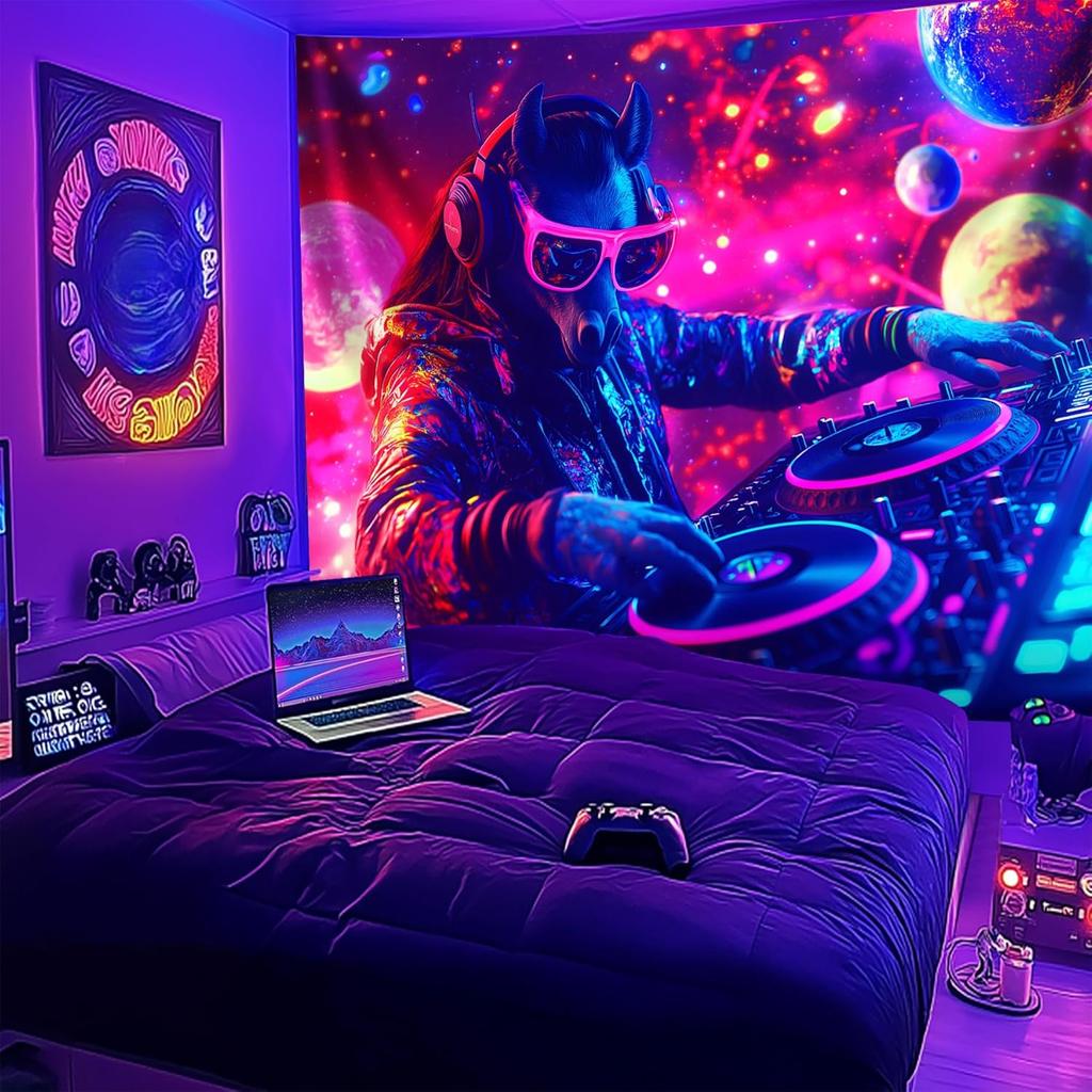 NYZE Astronaut Space Tapestry for Bedroom, Glow In the Dark Room Decor Wall Tapestries, Cool Galaxy Planet Wall Hanging, Wall Ha