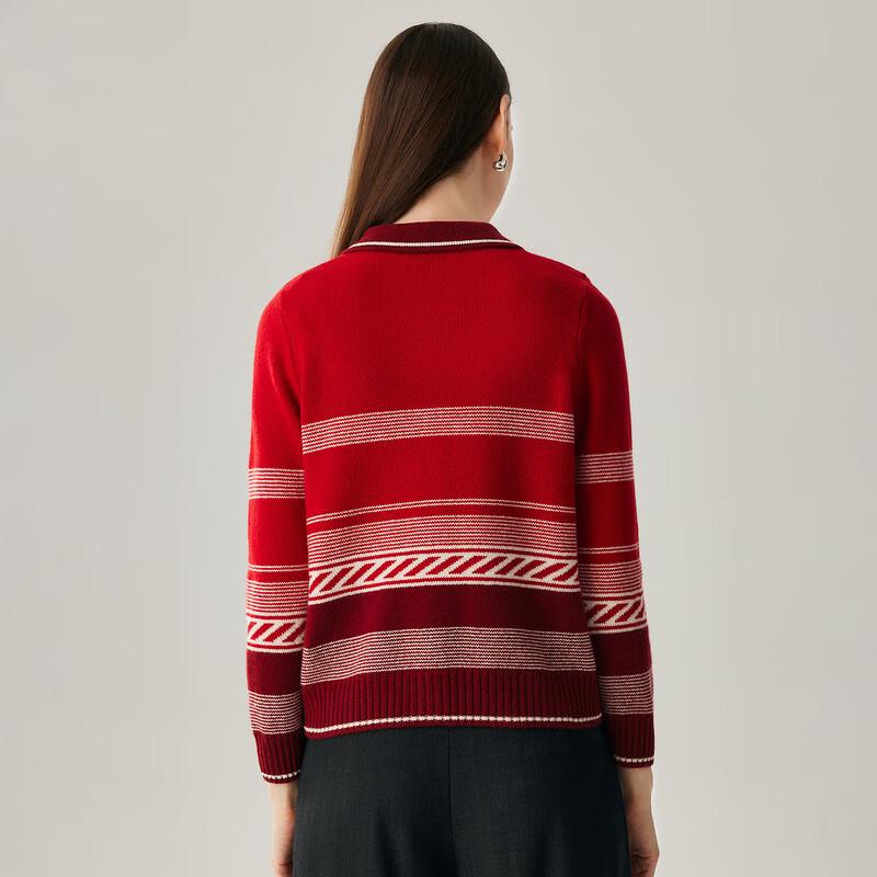 Zhaojun Women's Lapel Jacquard Cashmere Cardigan