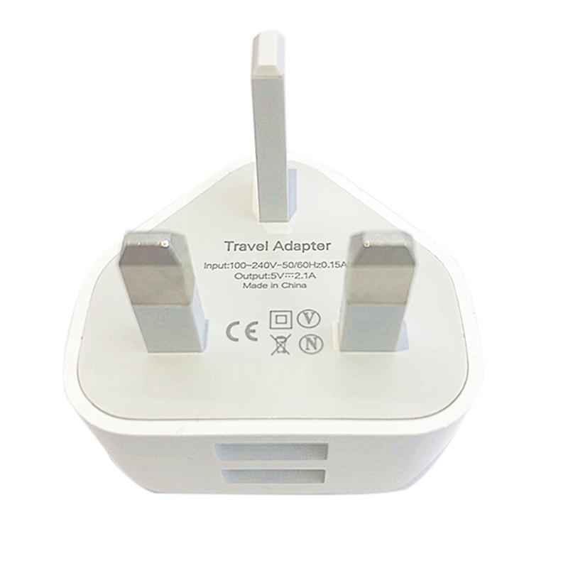 Mains 3 Pin Plug Usb Adaptor Wall Charger Travel Charging Cable F Iphone Samsung