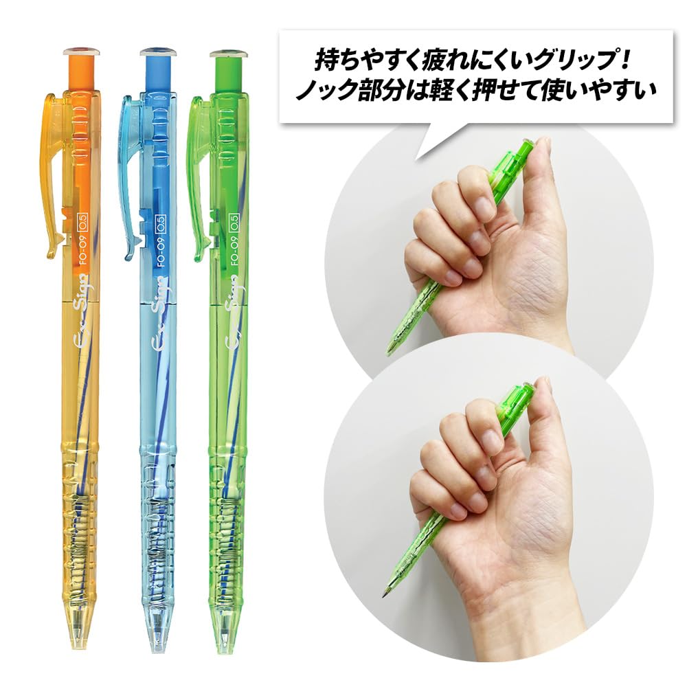 Flexoffice Ballpoint Set of Black 3 Colors For Business and Office Use Oil-Based Pens, 50, Ink, 0.5mm, (Blue, Green, Orange), Ultra-Smooth,