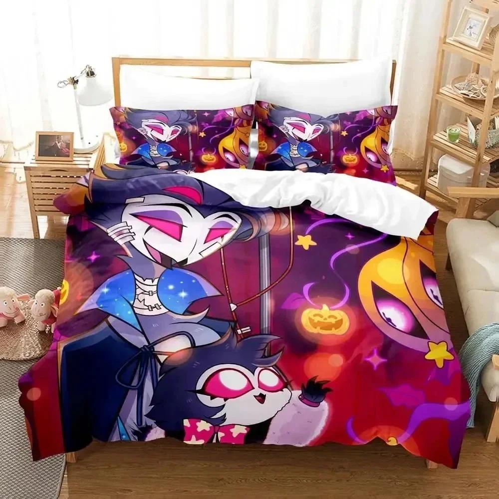 3D Print Anime Stolas Helluva Hazbin Hotels Boss Printed Bed Set Duvet Cover Bedding Set Bed Linen Sheet Quilt Cover Queen Size
