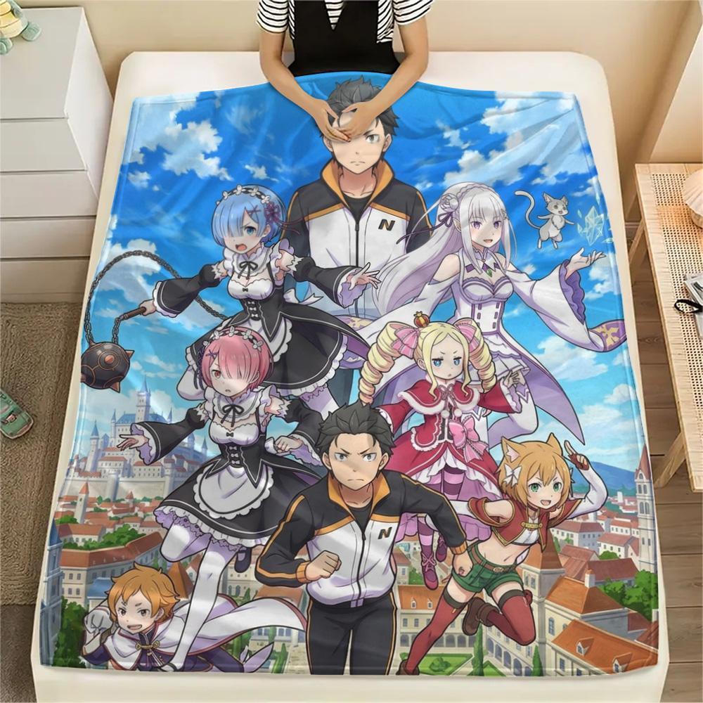 1PC Re Zero Patterned Flannel Blanket Suitable For All Seasons For Home Decor Warmth And Comfort Gifts Holiday Present