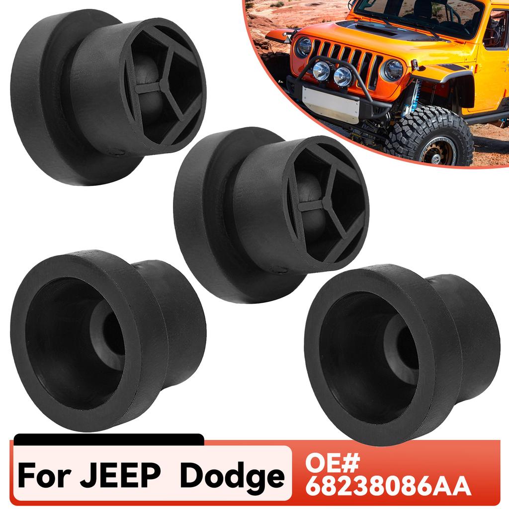 4X Rubber Engine Cover Grommet Buffer Mount Bush Stopper Pad Compatible For Jeep Dodge Chrysler Ram 2014 - 2021 Alfa Romeo Front 68238086AA