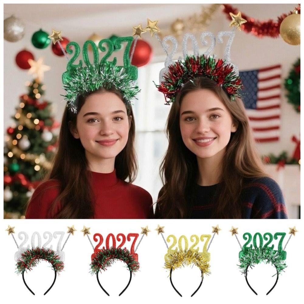 Sweet New Year Decorative Glasses Cute Glitter Hair Hoop Christmas Headpiece Cosplay