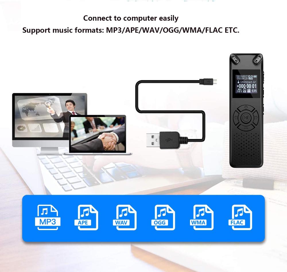 Digital Audio Voice Recorder 8gb 16gb Professional Portable Recorder Mp3 For Interview Business Support Up To 32g Tf Card V91